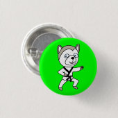 Black Belt Husky Dog Button (Voorkant /achterkant)