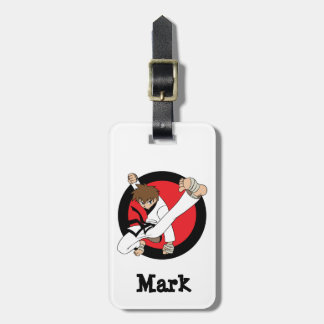 Black Belt Karate/Ninja Brunette Boy Bagagelabel