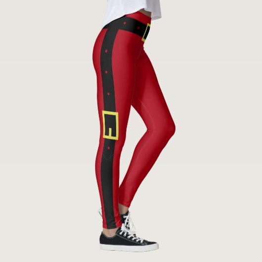 Black Belt Red Modern Christmas Leggings Cadeau (Droite)