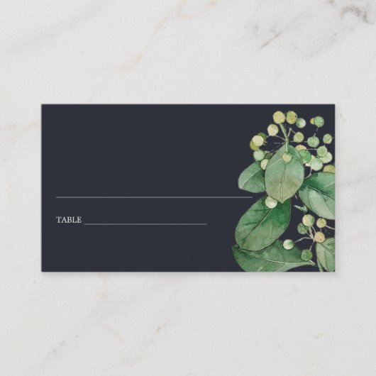 BLACK BERRY LEAFY FOLIAGE GREENERY PLACE CARDS VISITEKAARTJE (Voorkant)