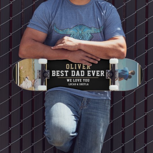 Black Best Dad Typography Father's Day 2 Photos Skateboard (Buiten 3)