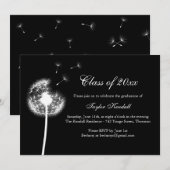 Black Best Wishes Afstuderen Invitation Kaart (Voorkant / Achterkant)