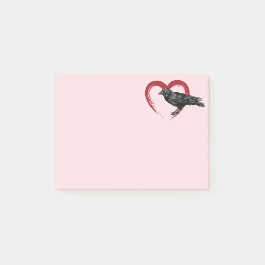 Black Bird Heart Raven Post-it Notes (Voorkant)