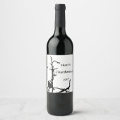 Black Bird op Tree Branch White Wine Label Wijn Etiket (Voorkant)