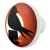 Black Bird Silhouette Sun Thunder_Cove Keramische Knop (Rechts)