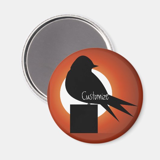 Black Bird Silhouette Sun Thunder_Cove Magneet (Voorkant / Achterkant)