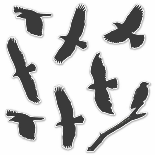 Black Bird Silhouettes Custom-Cut Vinyl Sticker (Voorkant)