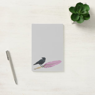 Black Birds Feather Pen Raven Post-it® Notes