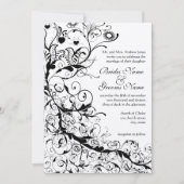 Black Birds & Swirls #8 Faire-part de mariage (Devant)