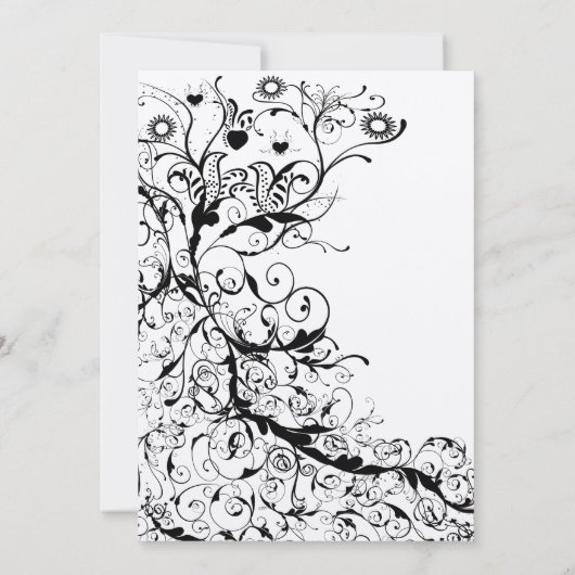 Black Birds & Swirls #8 Faire-part de mariage (Dos)