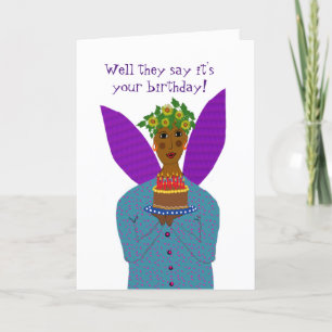 Black Birthday Angel brengt een cake-kaart mee Bedankkaart