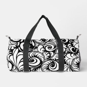 Black Blanc Abstrait Prin Floral Petit sac à doubl