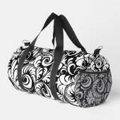 Black Blanc Abstrait Prin Floral Petit sac à doubl (Coin droit)