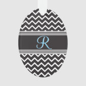Black | Blanc Chevron gothique Zigzag Monogramme (devant)