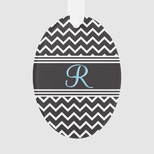 Black | Blanc Chevron gothique Zigzag Monogramme (devant)