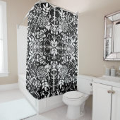 Black Blanc Floral Arts et artisanat Douche rideau (En situation)