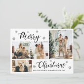 Black Blanc moderne 4 Photo Collage Carte de Noël (Debout devant)