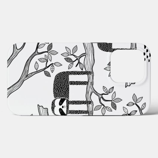 BLack blanc moderne tendance Sloth Coque robuste (Verso (horizontal))