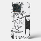 BLack blanc moderne tendance Sloth Coque robuste (Verso)