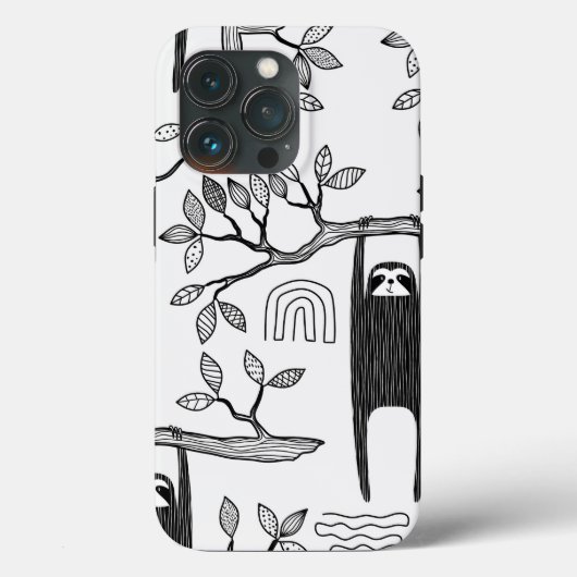 BLack blanc moderne tendance Sloth Coque robuste (Verso)