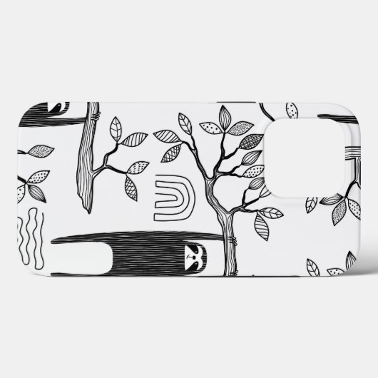 BLack blanc moderne tendance Sloth Coque robuste (Verso (horizontal))