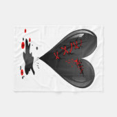Black Bleeding Cut Open Broken Heart Goth Valentin Fleece Deken (Voorkant (Horizontaal))