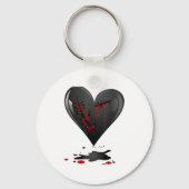 Black Bleeding Cut Open Broken Heart Goth Valentin Sleutelhanger (Voorkant)