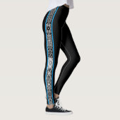 Black Blue Abstract Geometric Pattern Modern Leggings (Rechts)