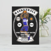Black Blue Basketball Invitations de fête d'annive (Debout devant)