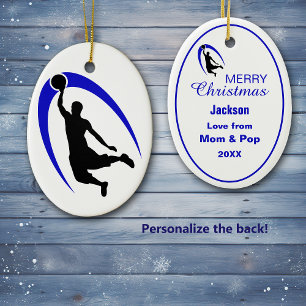 Black Blue Basketball Logo, speciaal ontworpen of Keramisch Ornament