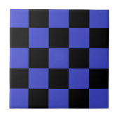 Black Blue Check Ceramic Tegel Tegeltje (Voorkant)