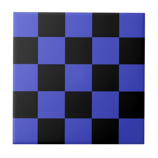 Black Blue Check Ceramic Tegel Tegeltje (Voorkant)