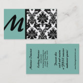Black Blue Damask Visitekaartjes (Voorkant / Achterkant)