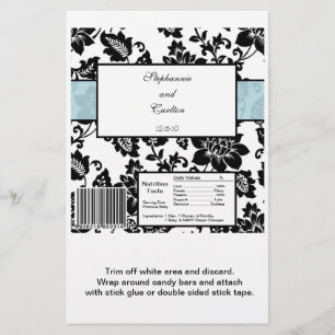 Black/Blue Floral Damask Wedding Hershey's Wrapper Flyer