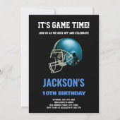 Black Blue Football Invitations Anniversaire (Devant)