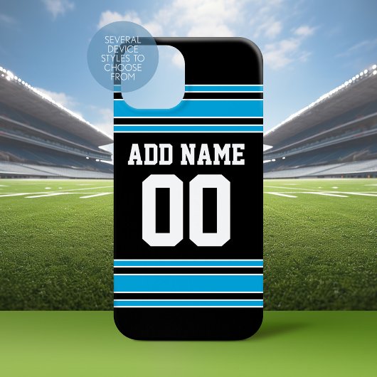 Black Blue Football Jersey Custom Name Number Case-Mate iPhone Case