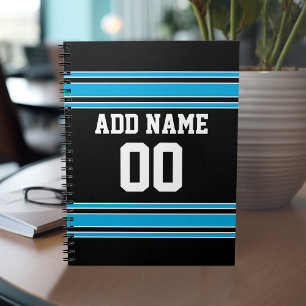 Black Blue Football Jersey Custom Name Number Notitieboek