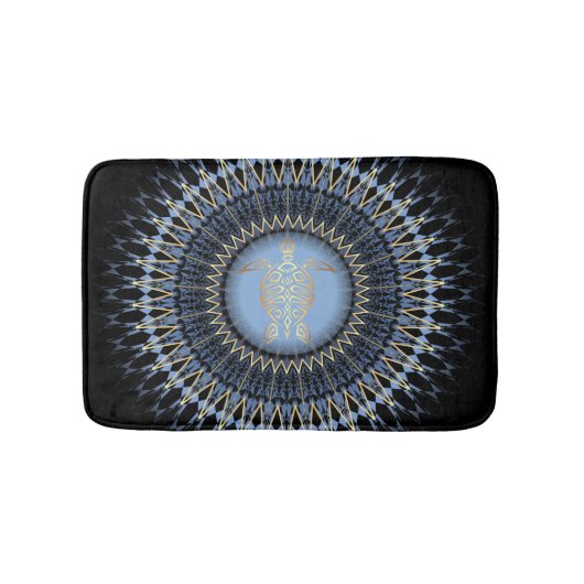 Black Blue Gold Mandala Turtle Badmat (Voorkant)