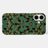 Black Blue-Green & Gold Floral Damaskers Case-Mate iPhone Case (Achterkant (horizontaal))