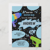 Black Blue Green Water Gun Invitations Anniversair (Devant)