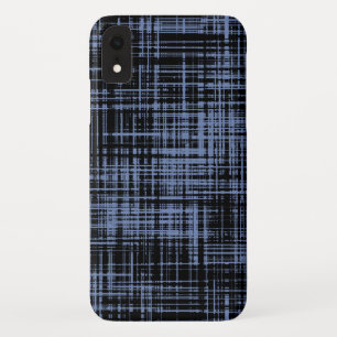 Black Blue Grey Abstract Stripe Patroon iPhone XR Hoesje