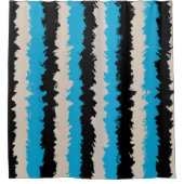 Black Blue Grey Abstract Stripe Patroon Douchegordijn (Voorkant)