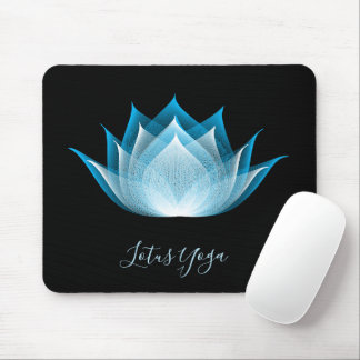 Black Blue Lotus Moiré-tekenventilator grafische y Muismat