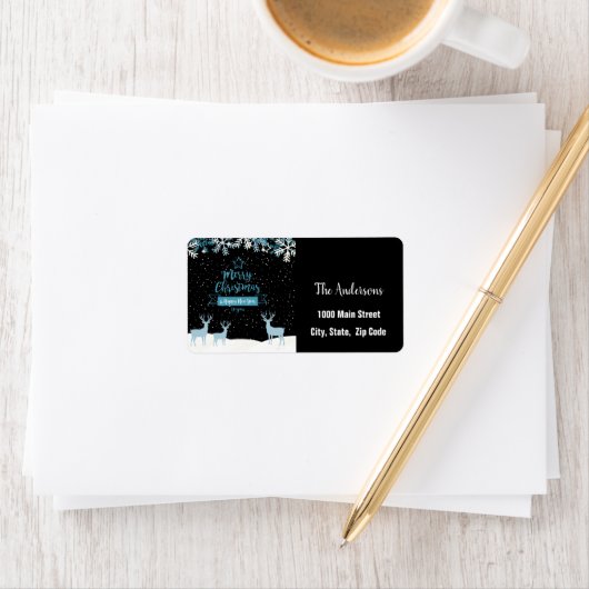 Black Blue Merry-kerstlabel Etiket (Insitu)