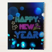 Black & Blue Midnight Sparkle Neon Glow New Year  Planner (Achterkant)