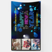 Black & Blue Midnight Sparkle Neon Glow New Year Spandoek (Verticaal)