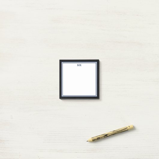 Black Blue Monogrammed Post-it Notes (Op bureau)
