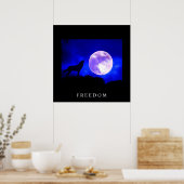 Black Blue Motivatie Freedom Wolf Poster (Keuken)