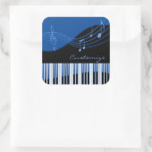 Black & Blue Musical Melody Vierkante Sticker (Tas)