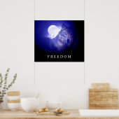 Black Blue Night Freedom Loup Head Fullmoon Poster (Cuisine)